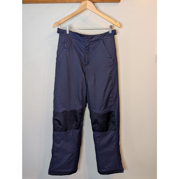 LL Bean Insulated Snow Ski Pants Navy Blue Nylon Mesh Lined Elastic Cuff Medium - Picture 1 of 10